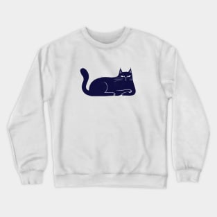 Moody blue cat annoyed mood - facing right Crewneck Sweatshirt